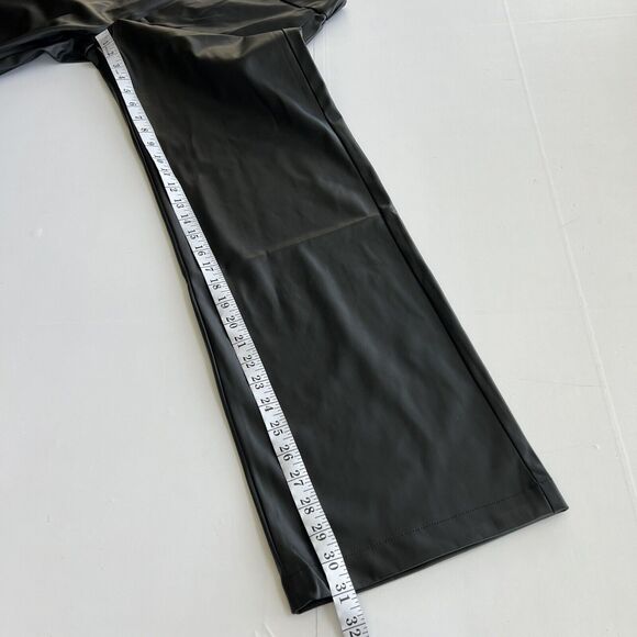 New AMBIANCE Faux Leather Solid Wide Leg Pants Black Women's - Picture 7 of 9